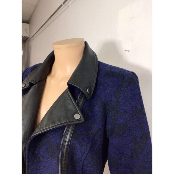 Motto Wool Coat Jacket Leather Trim Womens Small - Picture 5 of 11